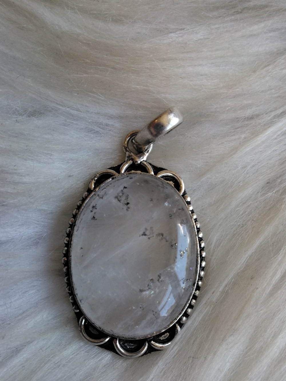 Rutilated Quartz Silver Plated Gemstone Necklace Pendant
